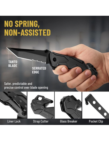 Cuchillo de bolsillo BUEN TRABAJADOR 6620 B 7.1 cm negro