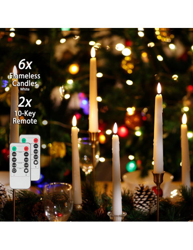 Velas LED Sin Llama AFINETH 24.4 cm, Paquete de 6 con Control Remoto
