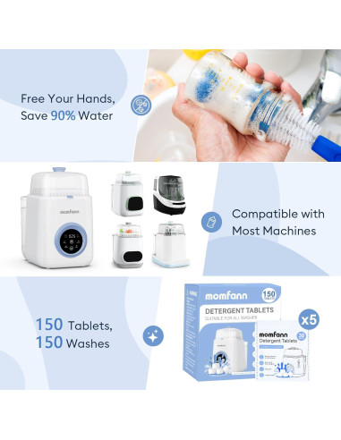 Tabletas de Detergente Profesional Momfann 150 Pcs para Biberones