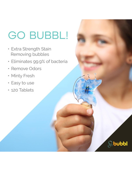 Limpiador de Tabletas Bubbl para Retenedores y Protectores Bucales Limpiador de Tabletas Bubbl para Retenedores y Protectores Bucales