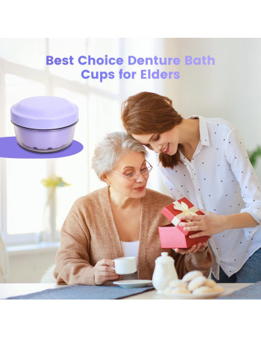 Estuche para Baño de Dentaduras LEAFTOL Púrpura 9.7x5.8cm
