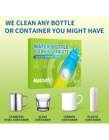 Tabletas de Limpieza NATRUTH 20 Unidades para Botellas de Agua