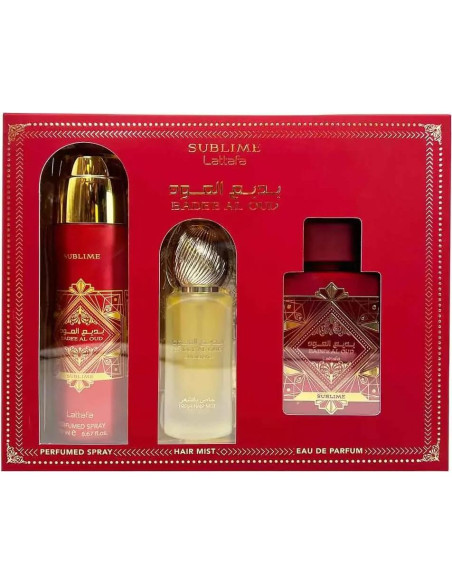 Set de Fragancia Lattafa Badee Al Oud Sublime 3 Piezas 100ml Set de Fragancia Lattafa Badee Al Oud Sublime 3 Piezas 100ml