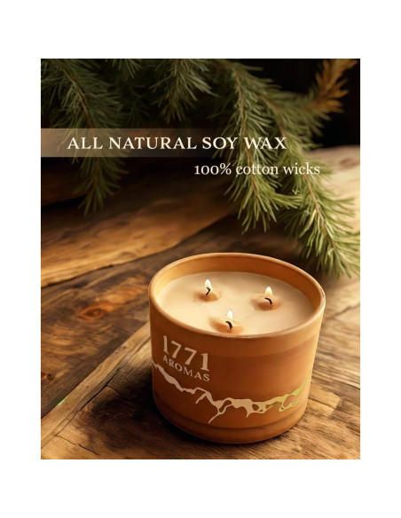 Vela Aromática de Cedro Balsámico 1771 Aromas - 3 Mechas - 100% Cera de Soja - 40 Horas de Quema Vela Aromática de Cedro Balsámico 1771 Aromas - 3 Mechas - 100% Cera de Soja - 40 Horas de Quema