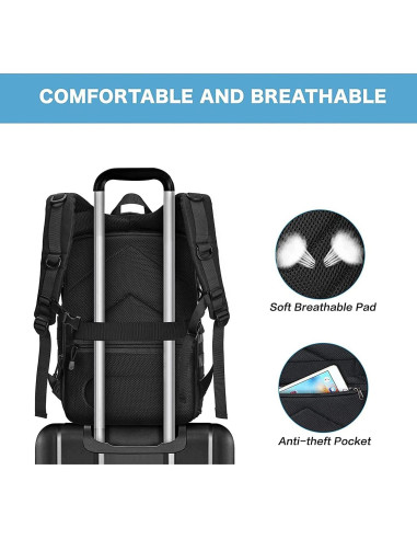 Mochila para cámara Mosiso negra con compartimento para laptop