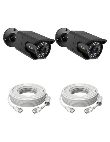 Cámara de Seguridad ZOSI 4K PoE IP Tipo Bala 2 Pack