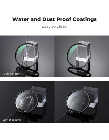 Filtro UV K&F Concept 49mm Vidrio Templado HD Resistente