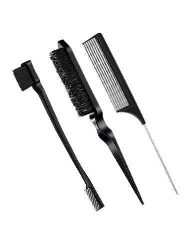 Set de 3 Cepillos y Peines para Cabello Geiserailie - Negro
