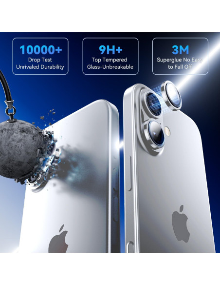 Protector de Lente de Cámara Hoerrye para iPhone 16 Plus - Vidrio Templado 9H+ Protector de Lente de Cámara Hoerrye para iPhone 16 Plus - Vidrio Templado 9H+