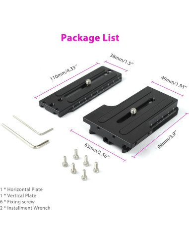 Placa de Liberación Rápida Vertical Akeipho para DJI Ronin RSC2/RS2/RS3