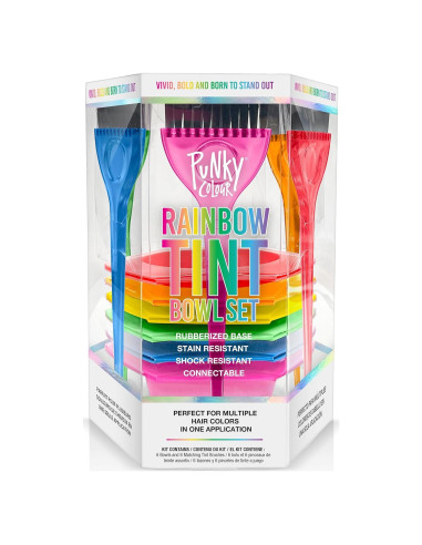 Juego de Brochas y Cuencos de Tinte Punky Rainbow - 6 Piezas
