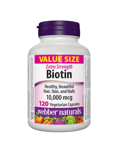 Biotina Extra Fuerte Webber Naturals 10,000 mcg 120 Cápsulas