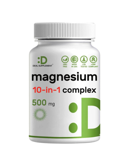 Complejo de Magnesio 500mg Deal Supplement 240 Cápsulas Vegetales Complejo de Magnesio 500mg Deal Supplement 240 Cápsulas Vegetales