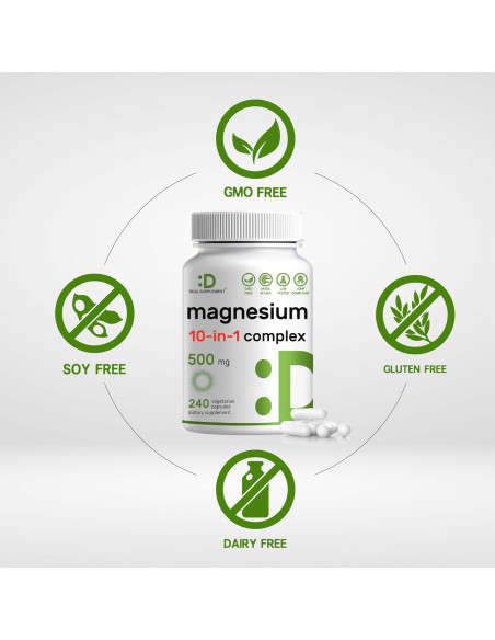 Complejo de Magnesio 500mg Deal Supplement 240 Cápsulas Vegetales Complejo de Magnesio 500mg Deal Supplement 240 Cápsulas Vegetales