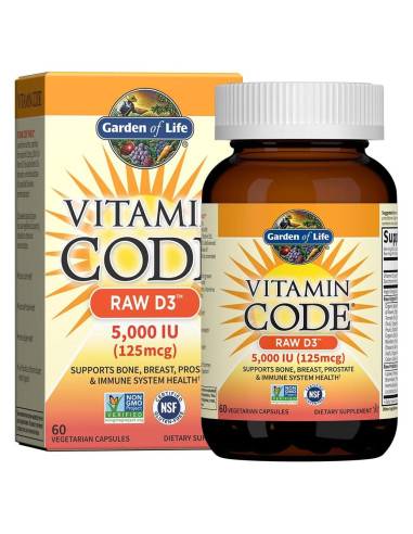 Vitamina D3 5000 UI Garden of Life - 60 Cápsulas Vegetarianas
