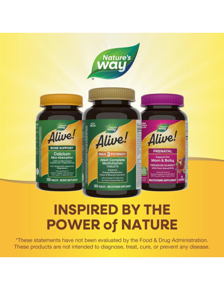 Nature's Way Alive! Max3 Multivitamínico Completo 180 Tabletas Nature's Way Alive! Max3 Multivitamínico Completo 180 Tabletas