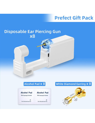 Kit de Piercing de Oreja Novopiercing 24 Piezas - 8 Aretes CZ