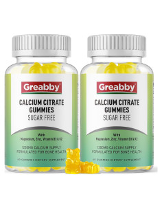 Gomitas de Citrato de Calcio 1200mg Greabby con Vitamina D3 y K2