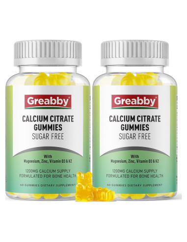Gomitas de Citrato de Calcio 1200mg Greabby con Vitamina D3 y K2