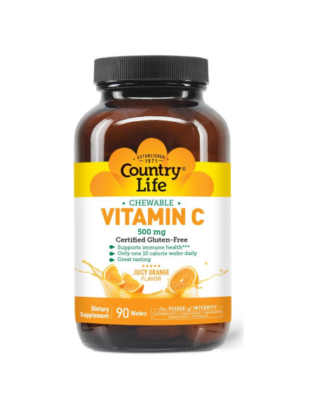 Tabletas Masticables Vitamina C 500mg Country Life - 90 Unidades Tabletas Masticables Vitamina C 500mg Country Life - 90 Unidades