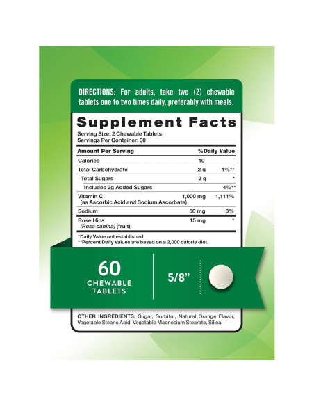 Suplemento de Vitamina C Masticable Nature's Truth 1000 mg 60 Tabletas Suplemento de Vitamina C Masticable Nature's Truth 1000 mg 60 Tabletas