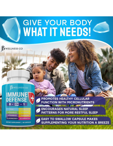Suplemento Inmunológico 8 en 1 JB Wellness - 120 Cápsulas