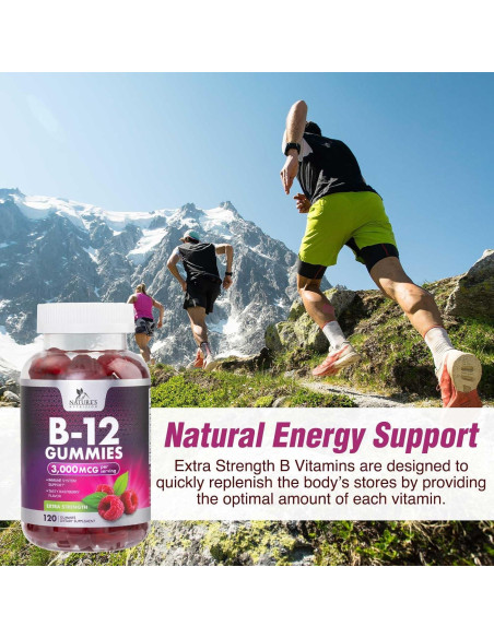 Gomitas de Vitamina B12 Nature's Nutrition 3000 mcg - 120 Unidades Gomitas de Vitamina B12 Nature's Nutrition 3000 mcg - 120 Unidades