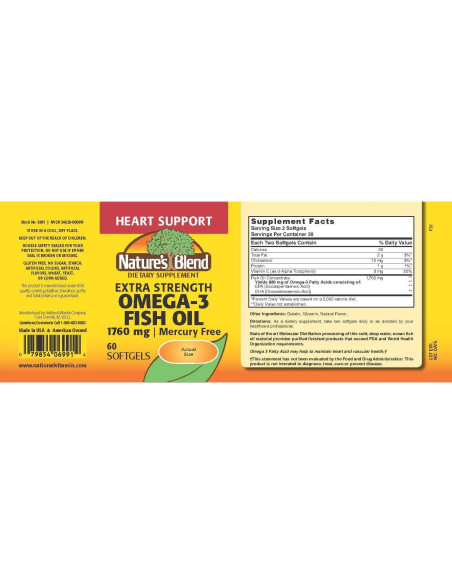 Aceite de Pescado Nature's Blend 1760 mg Omega 3 - 60 Gelatinas Aceite de Pescado Nature's Blend 1760 mg Omega 3 - 60 Gelatinas