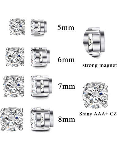 Pendientes Magnéticos WAINIS Acero Inoxidable 8 Pares Hipoalergénicos