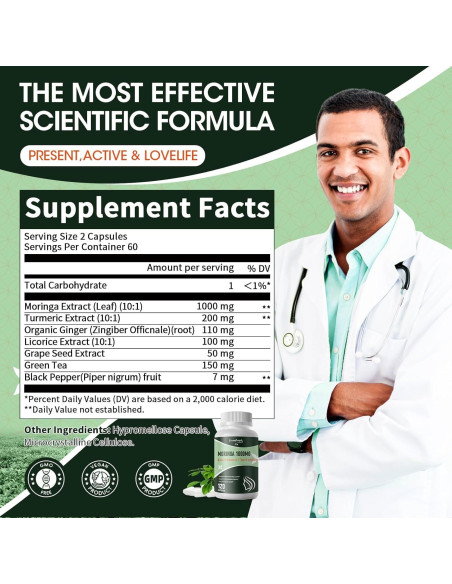 Cápsulas de Moringa Greenpeople 240 piezas - Superalimento Antioxidante Cápsulas de Moringa Greenpeople 240 piezas - Superalimento Antioxidante