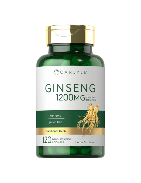 Suplemento de Ginseng Americano Carlyle | 120 Cápsulas | 1200mg Suplemento de Ginseng Americano Carlyle | 120 Cápsulas | 1200mg
