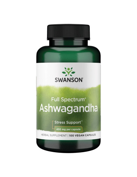 Suplemento de Ashwagandha en cápsulas Swanson 100 unidades 450mg Suplemento de Ashwagandha en cápsulas Swanson 100 unidades 450mg