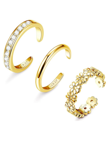 Anillos de Dedo de Oro 14K Fiasaso - 3 Piezas Ajustables