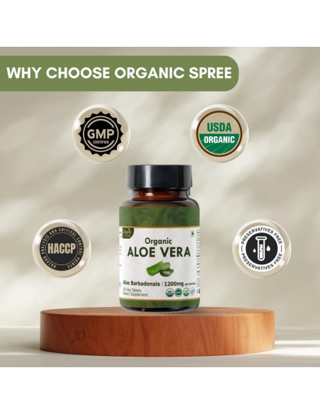 Tabletas de Aloe Vera Orgánico 120 unidades - Organic Spree Tabletas de Aloe Vera Orgánico 120 unidades - Organic Spree