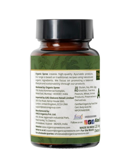 Tabletas de Aloe Vera Orgánico 120 unidades - Organic Spree Tabletas de Aloe Vera Orgánico 120 unidades - Organic Spree