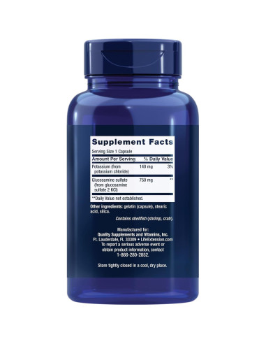 Sulfato de Glucosamina Life Extension 750 mg 60 Cápsulas Sin Gluten