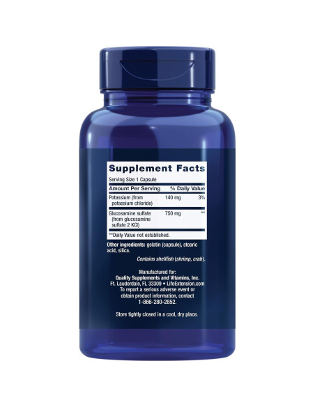 Sulfato de Glucosamina Life Extension 750 mg 60 Cápsulas Sin Gluten Sulfato de Glucosamina Life Extension 750 mg 60 Cápsulas Sin Gluten