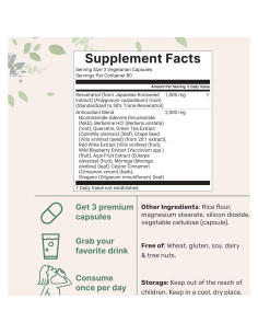 Suplemento de Resveratrol 3000mg Micro Ingredients 240 Cápsulas Veganas 2