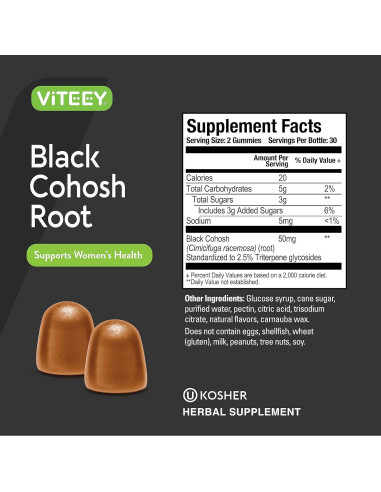 Suplemento Viteey Cohosh Negro 60 Gominolas Veganas para Menopausia