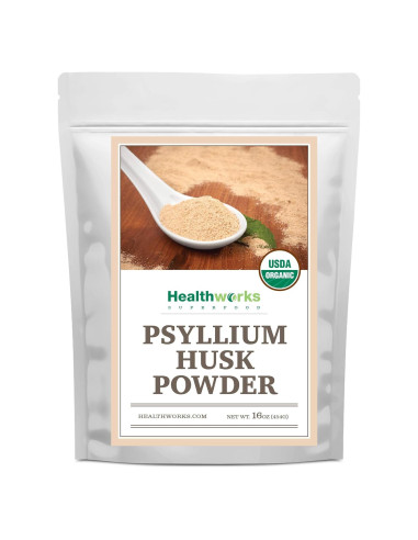 Polvo de Cáscara de Psyllium Orgánico Healthworks 450g - Keto, Vegano