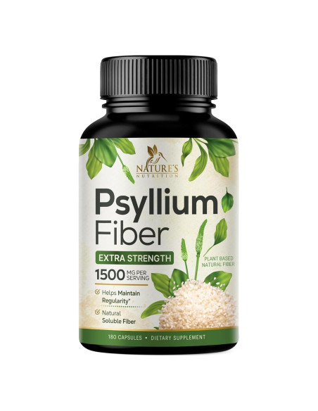 Suplemento de fibra de cáscara de psyllium 1500mg - 180 cápsulas Suplemento de fibra de cáscara de psyllium 1500mg - 180 cápsulas