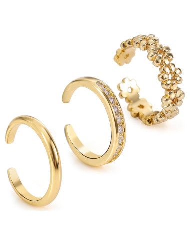 Juego de 3 Anillos para Dedos de los Pies Mikovivi Oro Ajustable