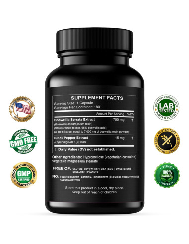Cápsulas de Boswellia Serrata 700mg - Hcl - 180 Veganas