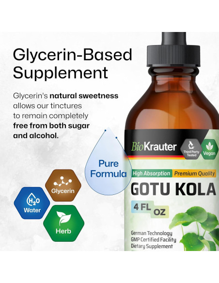 Tinctura de Gotu Kola Bio Krauter 118 ml - Vegana y Sin Alcohol Tinctura de Gotu Kola Bio Krauter 118 ml - Vegana y Sin Alcohol
