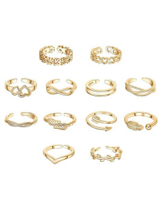 Conjunto 12 Anillos Ajustables para Dedos de los Pies Dorados