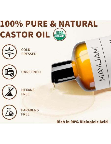 Aceite Corporal de Ricino Orgánico MAYJAM 473 ML Hidratante Aceite Corporal de Ricino Orgánico MAYJAM 473 ML Hidratante
