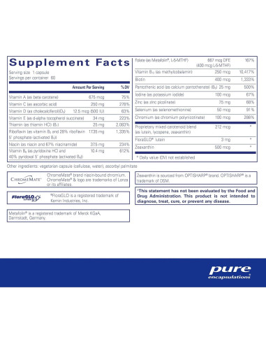 Suplemento Multivitamínico y Mineral Pure Encapsulations 60 Cápsulas