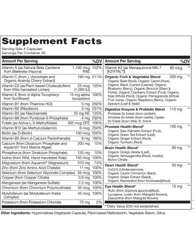 Multivitamina NATURELO para Hombres 50+ - 120 Cápsulas Veganas