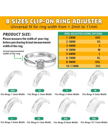 Ajustadores de Talla de Anillos Coopache 14PCS Silicona Transparente Ajustadores de Talla de Anillos Coopache 14PCS Silicona Transparente