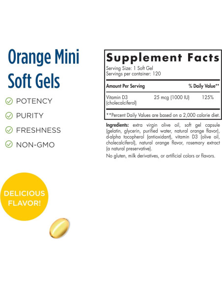 Nordic Naturals Pro Vitamina D3 1000 UI Naranja 120 Mini Gelatinas Nordic Naturals Pro Vitamina D3 1000 UI Naranja 120 Mini Gelatinas